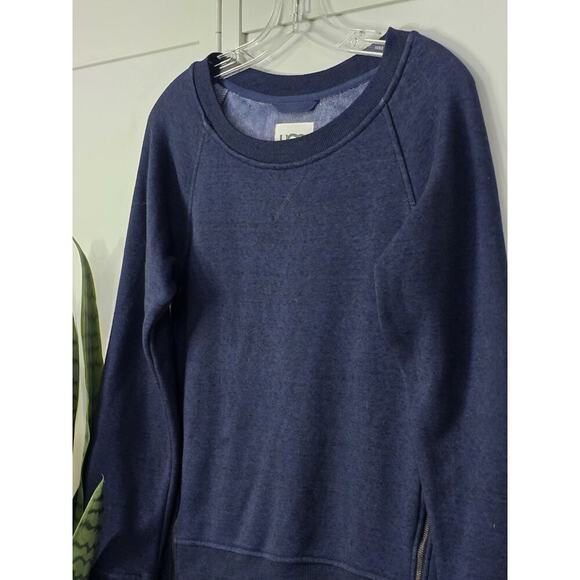 UGG AUSTRALIA Womens Navy MORGAN Zipper Raglan Sleeve Sweatshirt Top Small - Picture 2 of 6